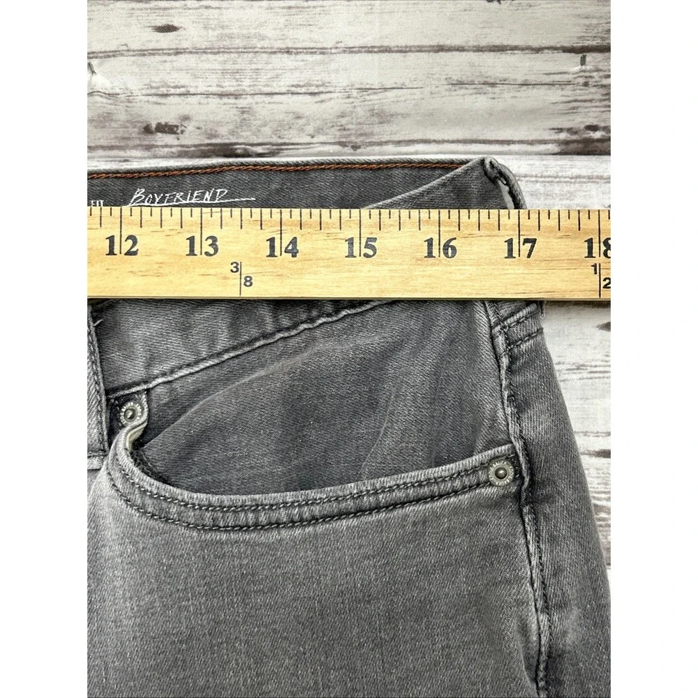 Eddie Bauer Boyfriend Jeans Women T10 Gray Mid Rise Flannel Lined Tall Relaxed